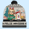 Season's Greetings From My Furry Family To Yours - Dog & Cat Personalized Custom Christmas Beanie Hat - Christmas Gift For Pet Owners, Pet Lovers