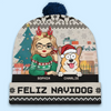 Season's Greetings From My Furry Family To Yours - Dog & Cat Personalized Custom Christmas Beanie Hat - Christmas Gift For Pet Owners, Pet Lovers