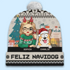 Season's Greetings From My Furry Family To Yours - Dog & Cat Personalized Custom Christmas Beanie Hat - Christmas Gift For Pet Owners, Pet Lovers