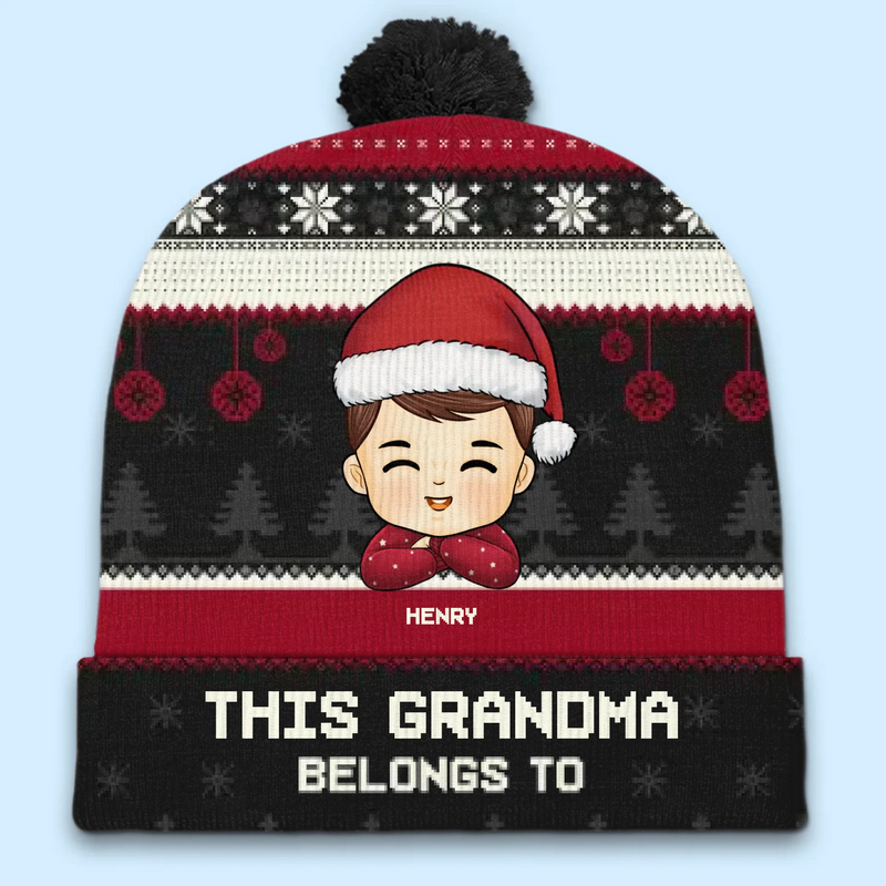 All I Want For Christmas Is Grandma - Family Personalized Custom Christmas Beanie Hat - Christmas Gift For Mom, Grandma