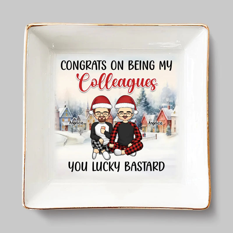 Happiness Is Working With Great People - Coworker Personalized Custom Jewelry Dish - Christmas Gift For Coworkers, Work Friends, Colleagues