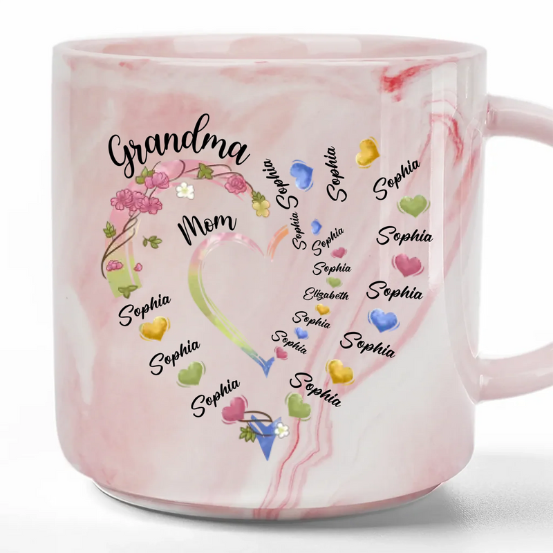 Custom Name Grandma Gifts for Mothers - Personalized Marble Mug