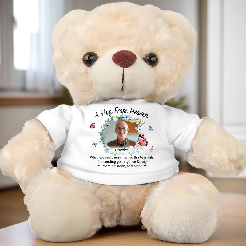 Custom Photo Hug From Heaven Gifts for Grandma - Personalized Teddy Bear Plush