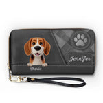 Custom Pet Name Dog and Cat Gifts for Pet Lovers - Personalized Leather Long Wallet