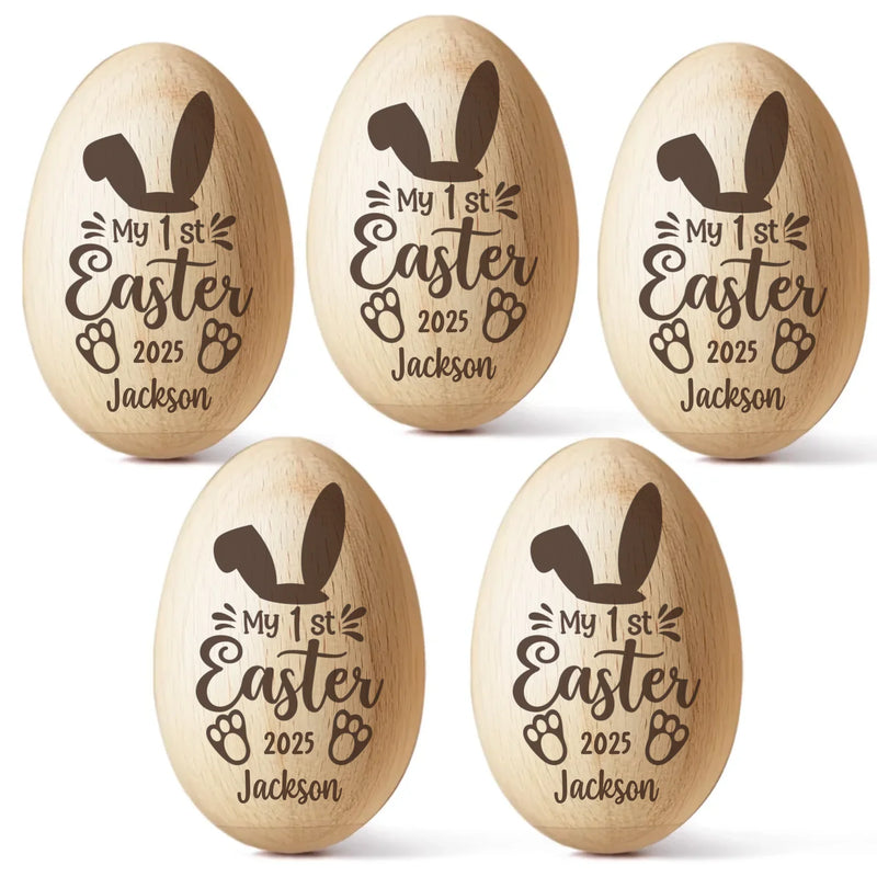 Soft As A Bunny, Sweet As Easter Candy - Family Personalized Custom Wooden Egg Shaker - Easter Gift For Baby Kids, Newborn Baby