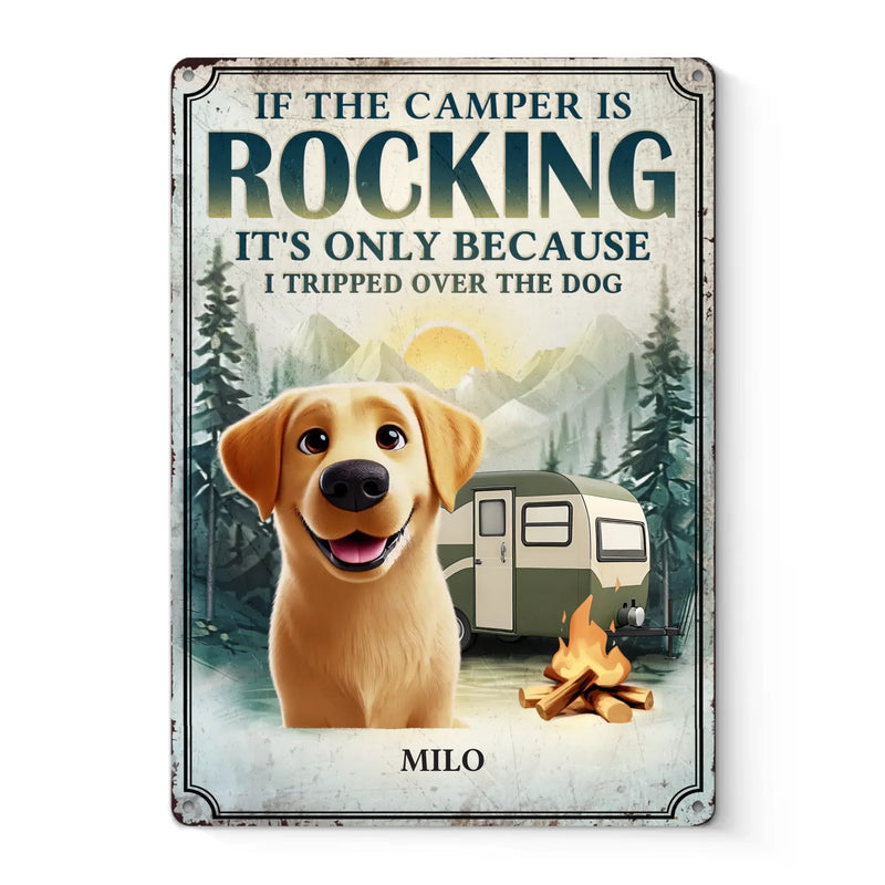 Custom Name Camping Dog Lover Gifts - Personalized Metal Sign