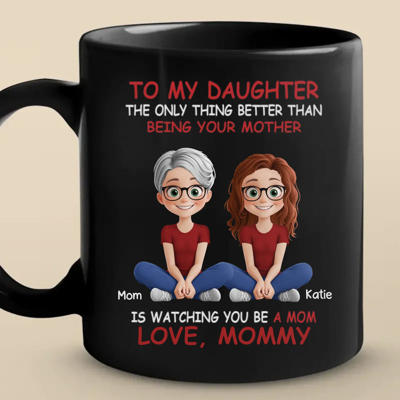 Bonded By Heart, United By Love - Family Personalized Custom Black Mug - Mother's Day, Gift For Mom, Daughter