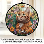 Custom Pet Photo Cat Garden Gifts - Personalized Suncatcher Hanging Ornament