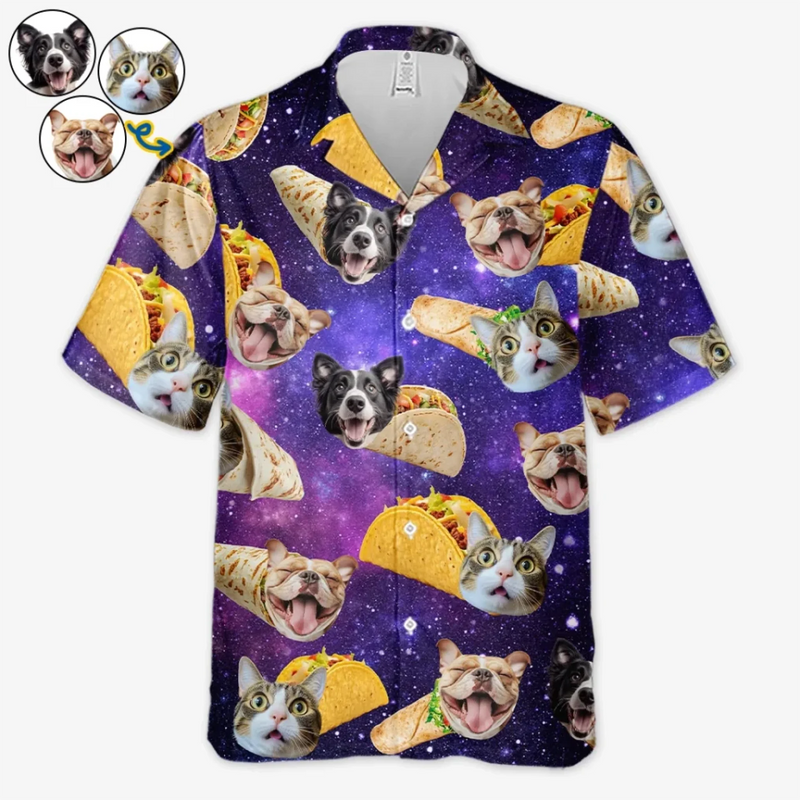 Custom Photo Just A Taco Dog With Dreams - Dog & Cat Personalized Custom Unisex Tropical Hawaiian Aloha Shirt - Summer Vacation Gift, Gift For Pet Owners, Pet Lovers, Travel Lovers