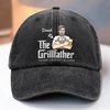 The Grillfather - Family Personalized Custom Vintage Washed Denim Baseball Cap - Father's Day, Gift For Dad, Grandpa