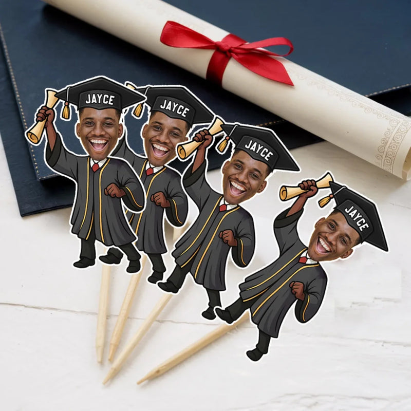 Custom Photo Top Of The Class, Top Of The Cake - Family Personalized Custom Cake Toppers - Graduation Gift For Family Members, Siblings, Brothers, Sisters, Best Friends