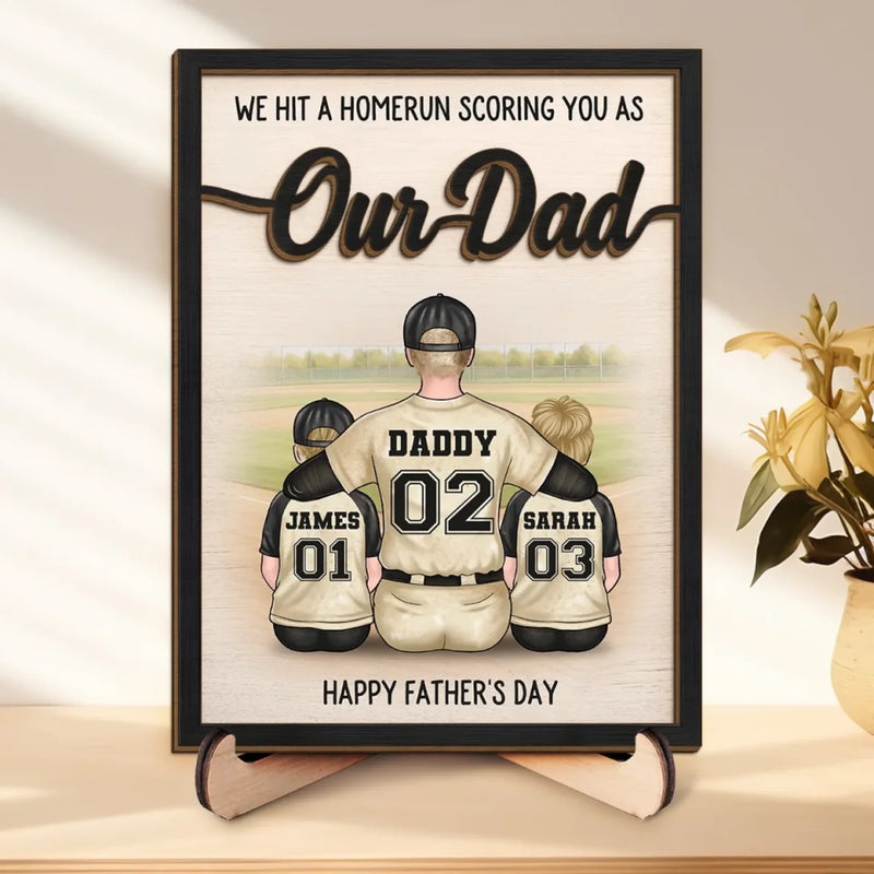Our Coach, Our Hero, Our Dad - Family Personalized Custom 2-Layered Wooden Plaque With Stand - Father's Day, Gift For Dad, Sport Lovers, Sport Players