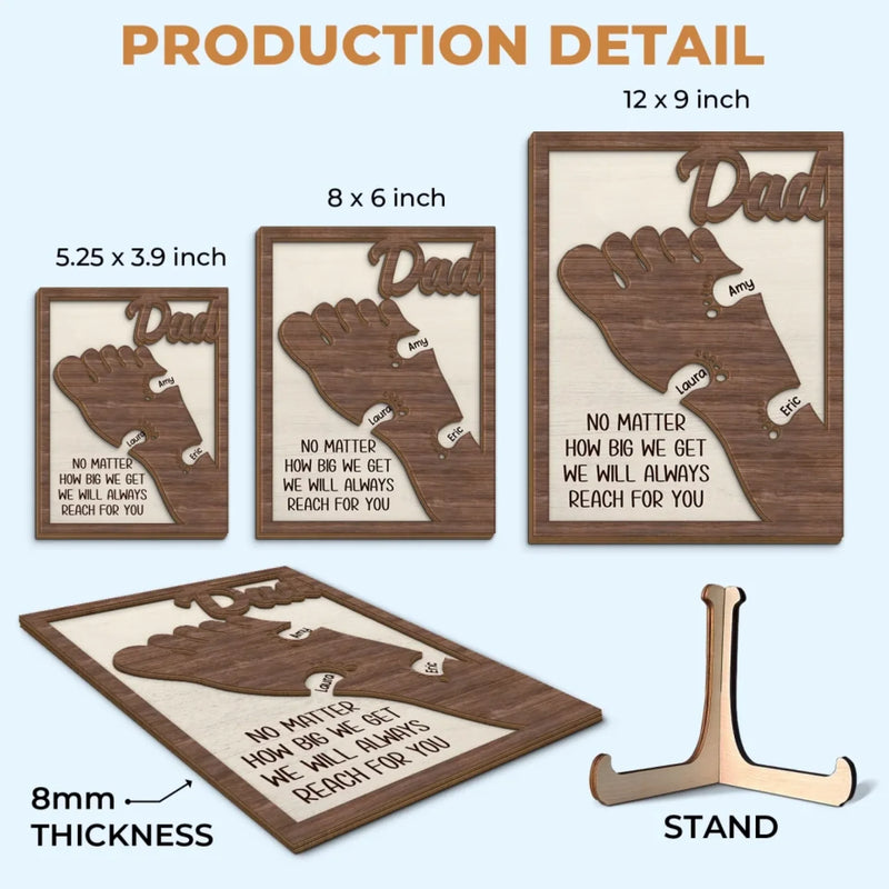 We're Following In Your Footsteps - Family Personalized Custom 2-Layered Wooden Plaque With Stand - Father's Day, Gift For Dad, Grandpa