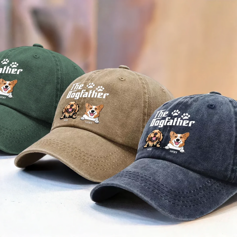 Officially Owned By A Dog - Dog Personalized Custom Vintage Washed Denim Baseball Cap - Father's Day, Gift For Dad, Pet Owners, Pet Lovers