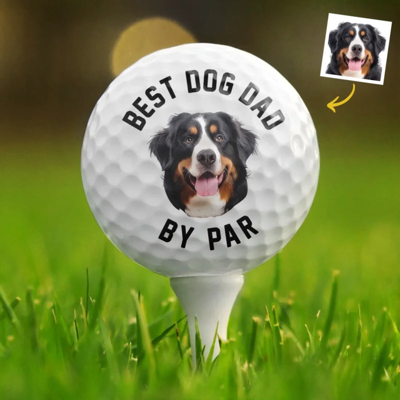 Custom Photo Dog Dad On Par - Dog & Cat Personalized Custom Golf Ball - Father's Day,  Gift For Sport Lovers, Sport Players, Pet Owners, Pet Lovers