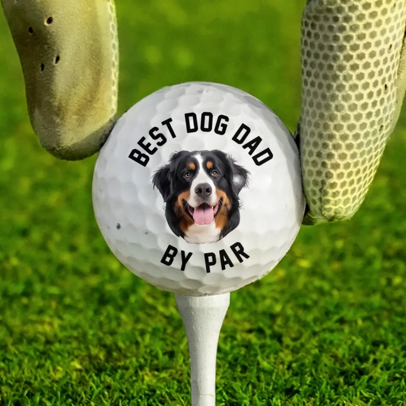 Custom Photo Dog Dad On Par - Dog & Cat Personalized Custom Golf Ball - Father's Day,  Gift For Sport Lovers, Sport Players, Pet Owners, Pet Lovers