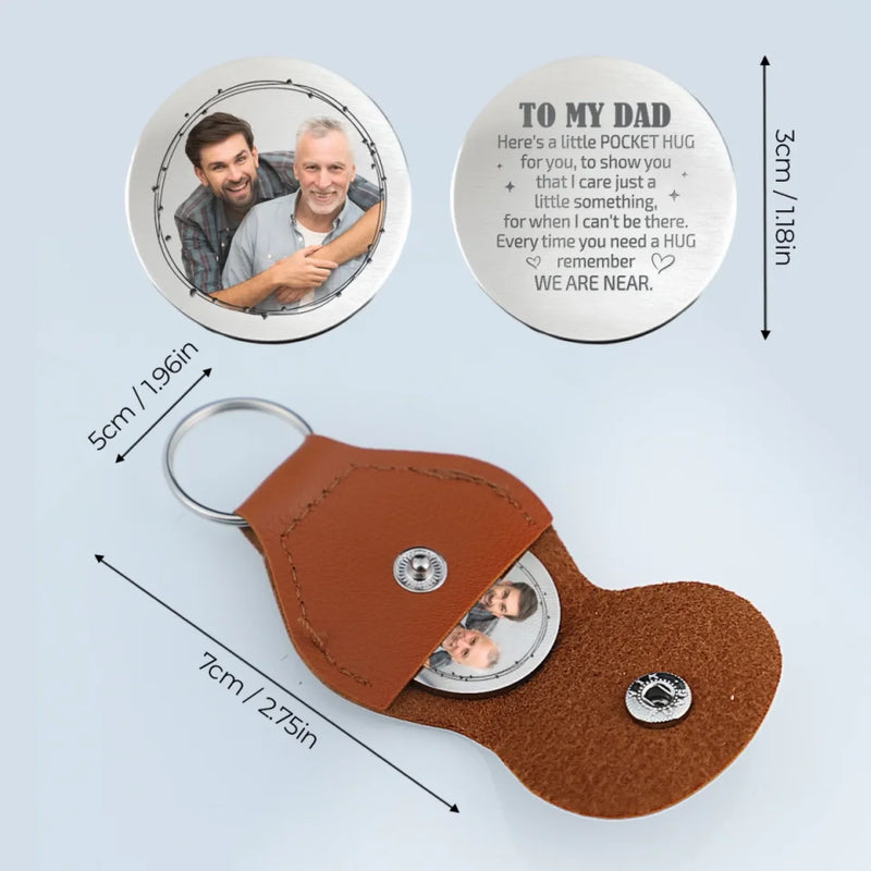 Custom Photo A Piece Of My Heart, Always By Your Side - Family Personalized Custom Pocket Hug - Father's Day, Gift For Dad, Grandpa, Son, Daughter, Grandson, Granddaughter
