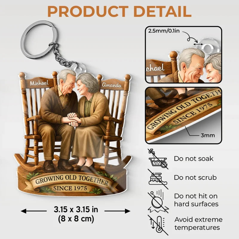 With You, Every Year Is Golden - Couple Personalized Custom Shaped Acrylic Keychain - Gift For Husband Wife, Anniversary