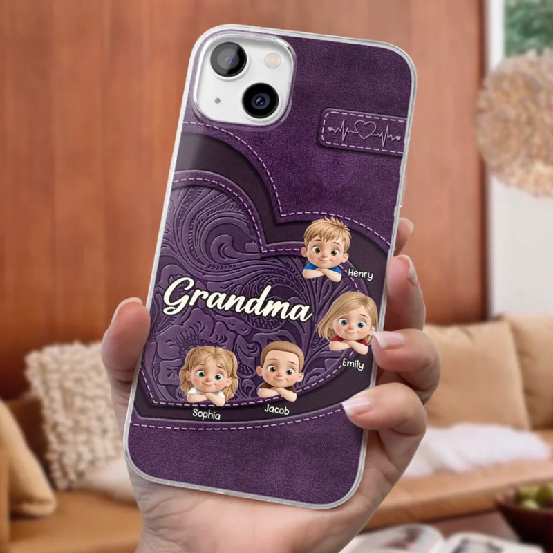 Always In Your Hug, Grandma - Family Personalized Custom Clear Phone Case - Mother's Day, Gift For Mom, Grandma