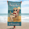 Just A Girl Who Needs Vitamin Sea - Bestie Personalized Custom Beach Towel - Summer Vacation Gift, Birthday Pool Party Gift For Best Friends, BFF, Sisters