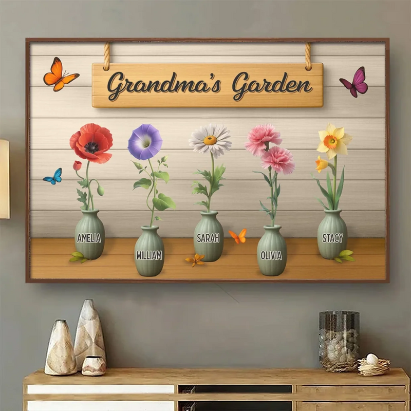 My Garden Of Joy - Family Personalized Custom Horizontal Poster - Mother's Day, Gift For Mom, Grandma