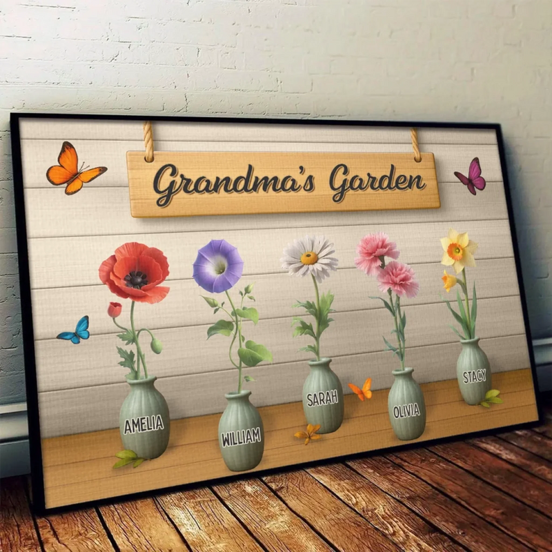 My Garden Of Joy - Family Personalized Custom Horizontal Poster - Mother's Day, Gift For Mom, Grandma