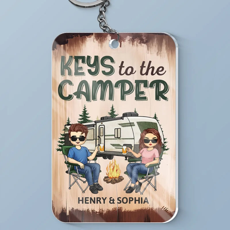 Custom Name Camping Couple Gifts - Personalized Acrylic Keychain
