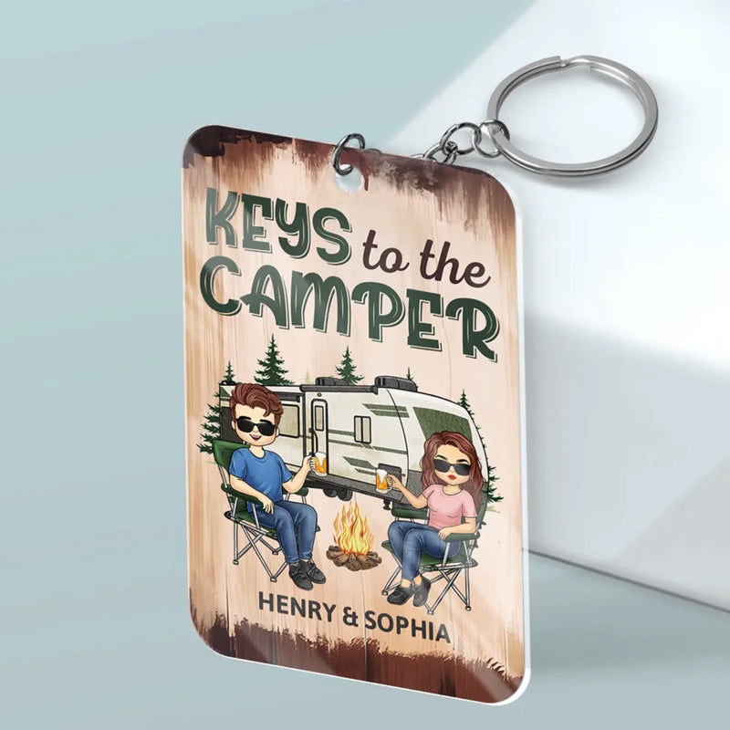 Custom Name Camping Couple Gifts - Personalized Acrylic Keychain