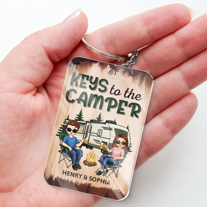 Custom Name Camping Couple Gifts - Personalized Acrylic Keychain
