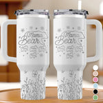Custom Name Mama Bear Gifts for Moms - Personalized Engraved 40oz Tumbler With Handle