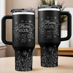 Custom Name Mama Bear Gifts for Moms - Personalized Engraved 40oz Tumbler With Handle