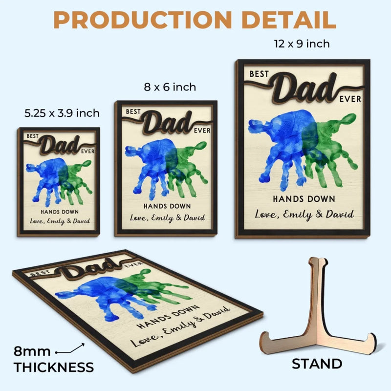 Custom Handprint Best Dad Gifts - Personalized Wooden Plaque