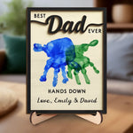 Custom Handprint Best Dad Gifts - Personalized Wooden Plaque