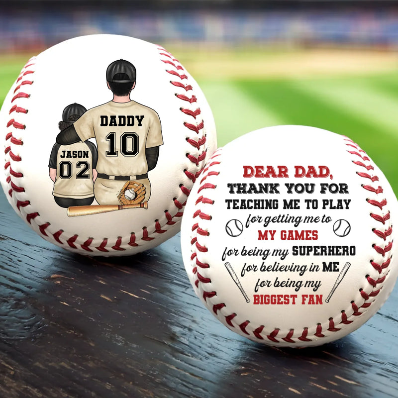 Always Our Number One Fan, Forever Our Hero - Family Personalized Custom Leather Baseball - Father's Day, Gift For Dad, Sport Lovers, Sport Players