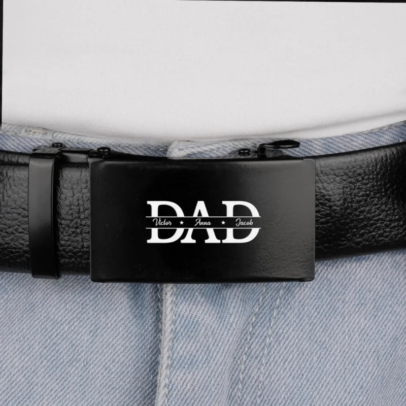 Built By Love, Held By Dad - Family Personalized Custom Printed Belt Buckle - Father's Day, Gift For Dad, Grandpa