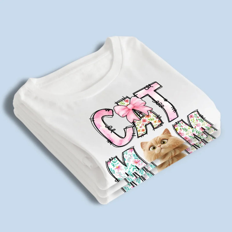 Just A Floral Girl With A Fluffy Boss - Cat Personalized Custom Unisex T-shirt, Premium T-shirt, Hoodie - Mother's Day, Gift For Pet Owners, Pet Lovers