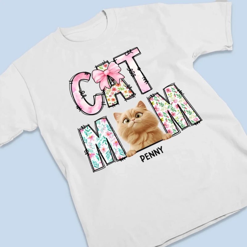 Just A Floral Girl With A Fluffy Boss - Cat Personalized Custom Unisex T-shirt, Premium T-shirt, Hoodie - Mother's Day, Gift For Pet Owners, Pet Lovers