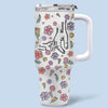 Holding Hearts Forever - Family Personalized Custom 3D Inflated Effect Printed 40 Oz Stainless Steel Tumbler With Handle - Mother's Day, Gift For Mom, Grandma