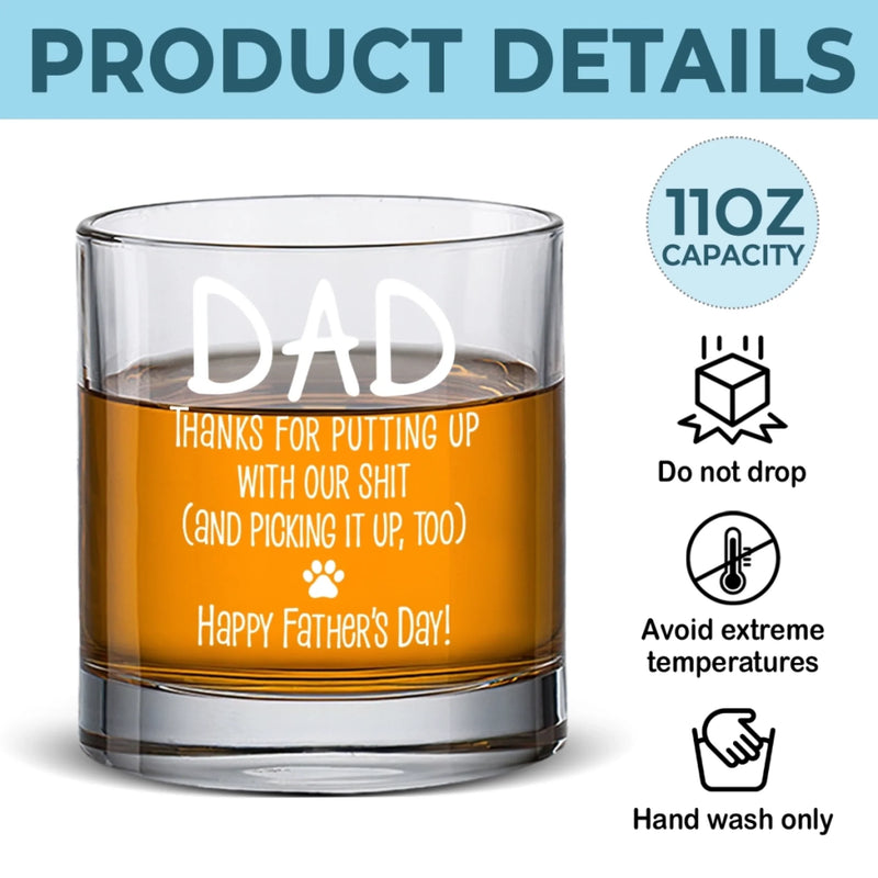 Happy Father’s Day To My Treat Dealer - Dog Personalized Custom Whiskey Glass - Father's Day, Gift For Pet Owners, Pet Lovers
