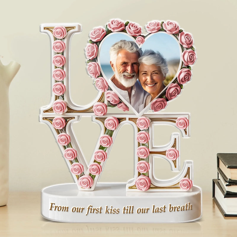 Custom Photo Love Rooted In Time, Blooming Still - Couple Personalized Custom Acrylic Plaque Custom Shape - Gift For Husband Wife, Anniversary