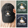 If Dad Can’t Fix It, No One Can - Family Personalized Custom Vintage Washed Denim Baseball Cap - Father's Day, Gift For Dad, Grandpa