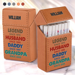 Custom Name Husband Dad Grandpa Gift - Personalized Leather Cigarette Case