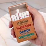 Custom Name Husband Dad Grandpa Gift - Personalized Leather Cigarette Case
