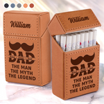 Custom Name Mustache Gifts for Men - Personalized Leather Cigarette Case