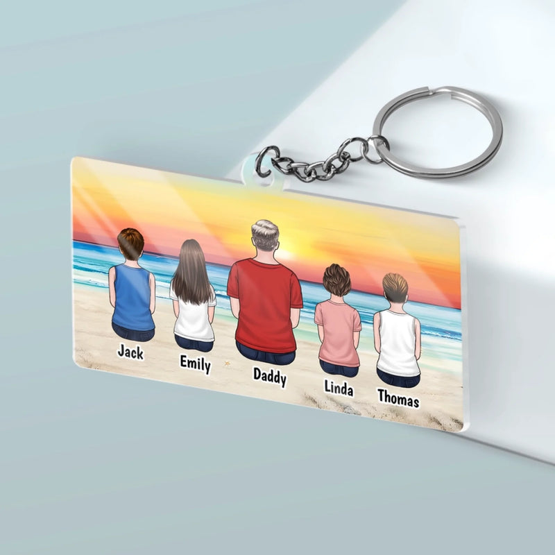 Custom Name Family Beach Gifts - Personalized Acrylic Keychain