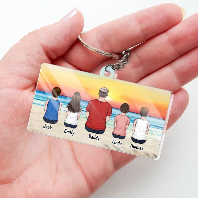 Guided By Your Love, Always - Family Personalized Custom Shaped Acrylic Keychain - Father's Day, Gift For Dad, Grandpa