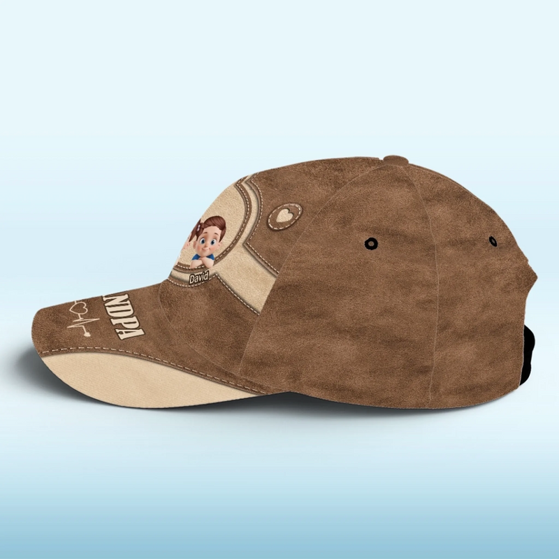 Love Runs In This Cap - Family Personalized Custom Hat, All Over Print Classic Cap - Father's Day, Gift For Dad, Grandpa