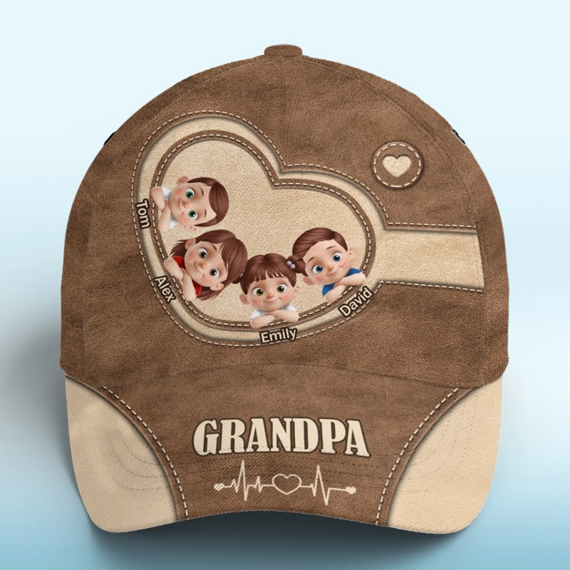 Love Runs In This Cap - Family Personalized Custom Hat, All Over Print Classic Cap - Father's Day, Gift For Dad, Grandpa