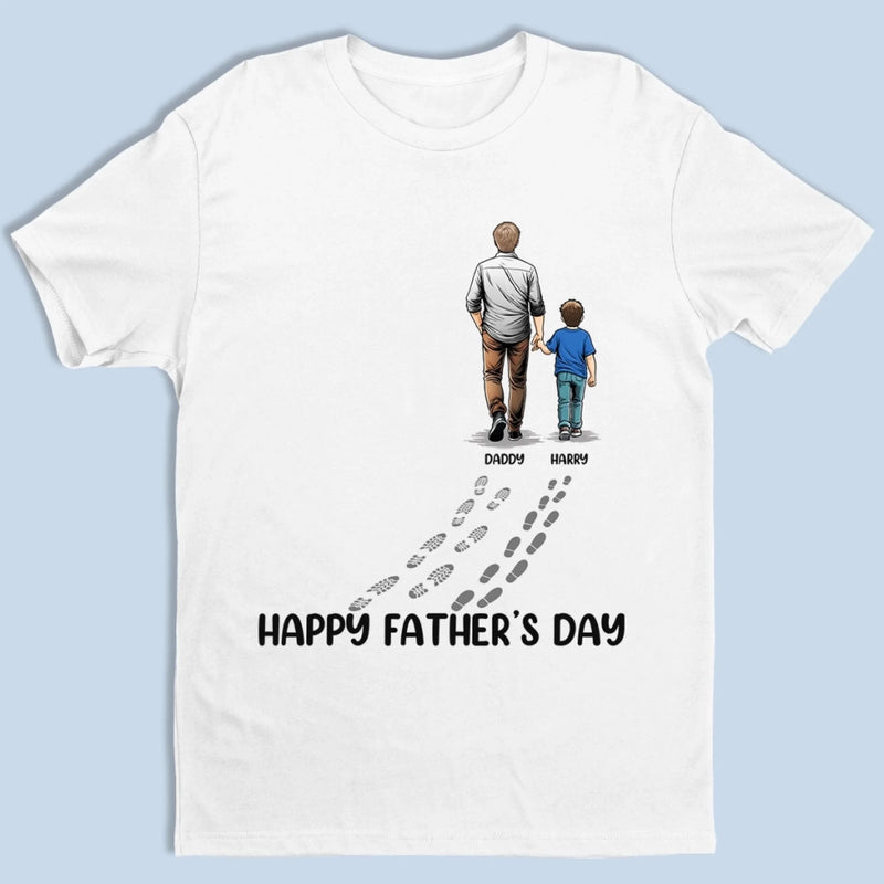 Walking With My Hero Dad - Family Personalized Custom Unisex T-shirt, Premium T-shirt, Hoodie - Father's Day, Gift For Dad, Grandpa