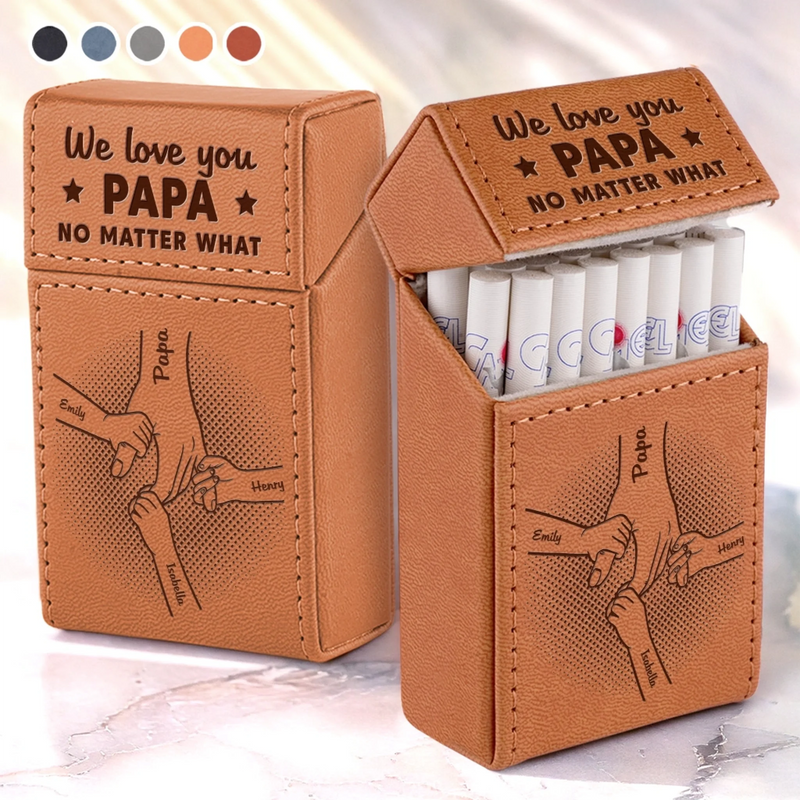 Love You Every Day Dad - Family Personalized Custom Leather Cigarette Case - Father's Day, Gift For Dad, Grandpa
